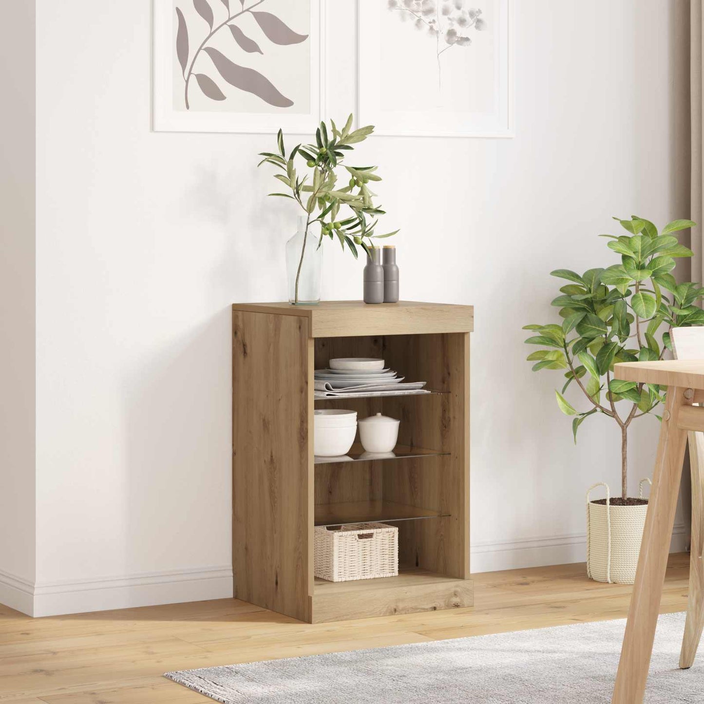 Madia LED Rovere artigianale 41 x 37 x 67 cm Legno multistrato