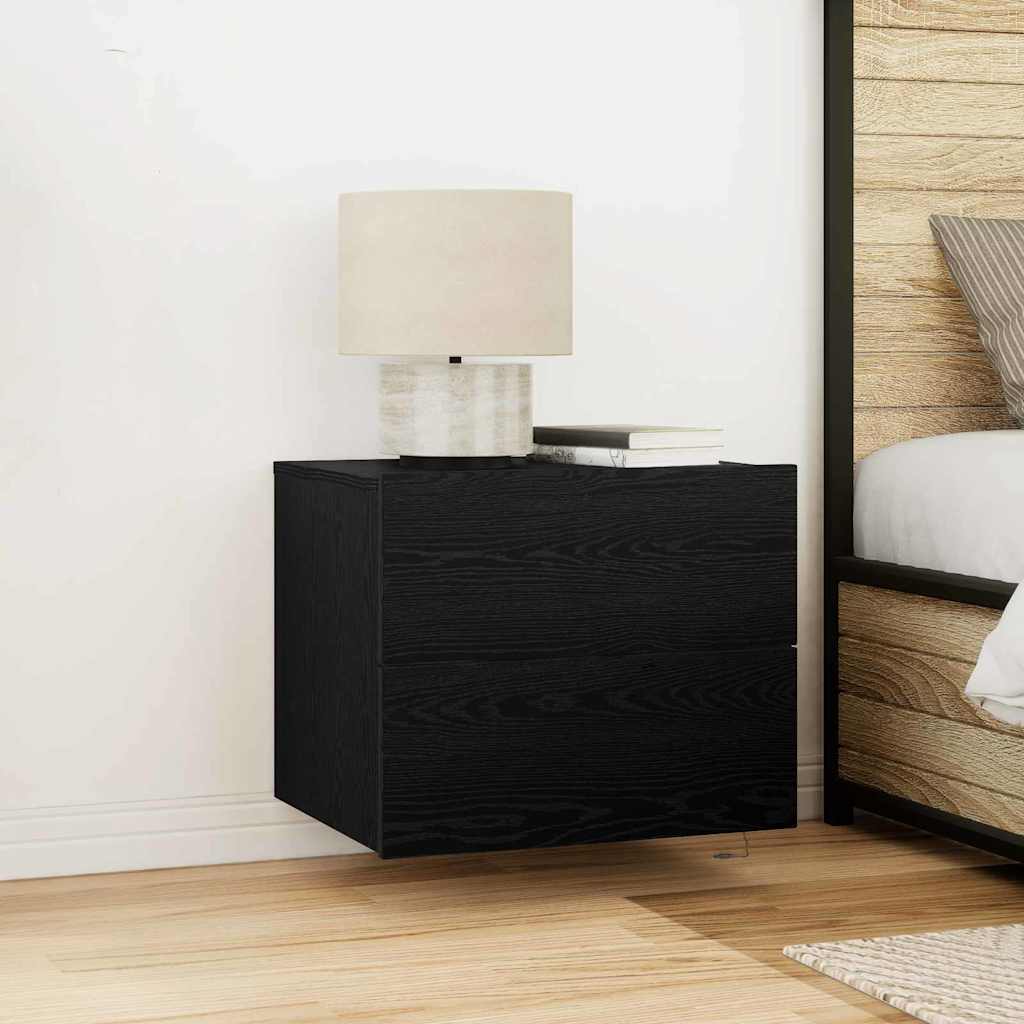Armadio da Notte con cassetto 2 pcs Rovere Nero 50 x 39 x 41 cm