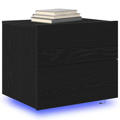 Armadio da Notte con cassetto 2 pcs Rovere Nero 50 x 39 x 41 cm