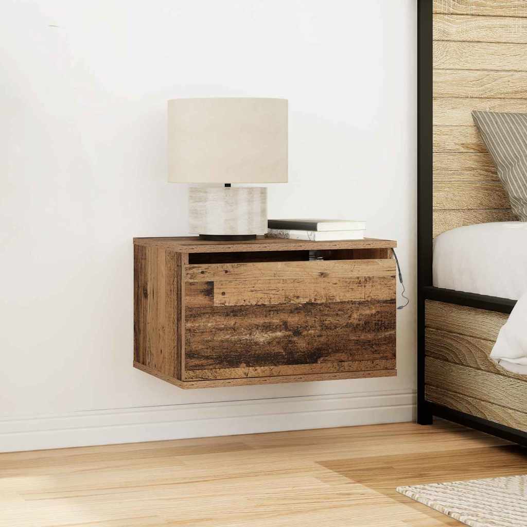 Mobiletto da comodino a parete con cassetto 2 pcs Legno vecchio
