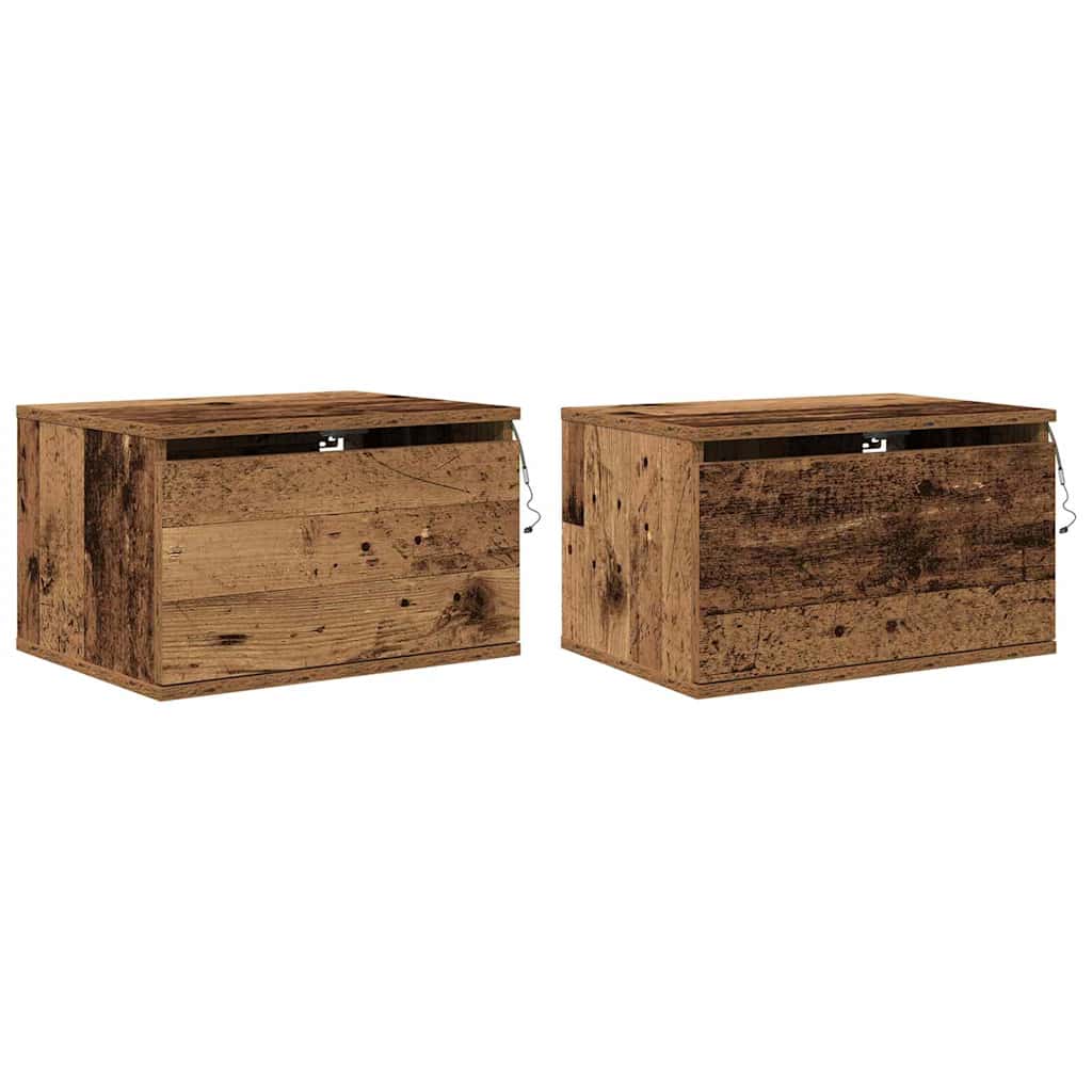 Mobiletto da comodino a parete con cassetto 2 pcs Legno vecchio