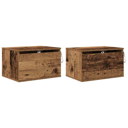 Mobiletto da comodino a parete con cassetto 2 pcs Legno vecchio
