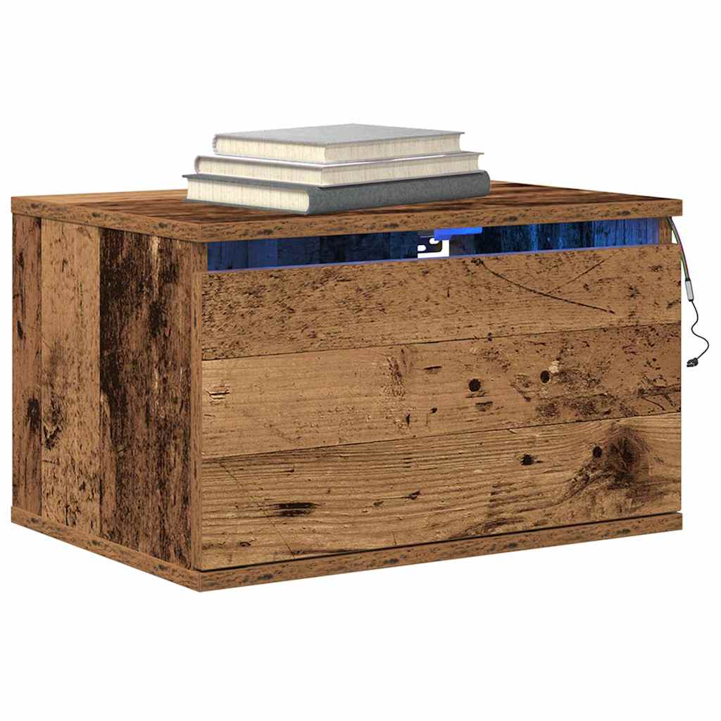 Mobiletto da comodino a parete con cassetto 2 pcs Legno vecchio