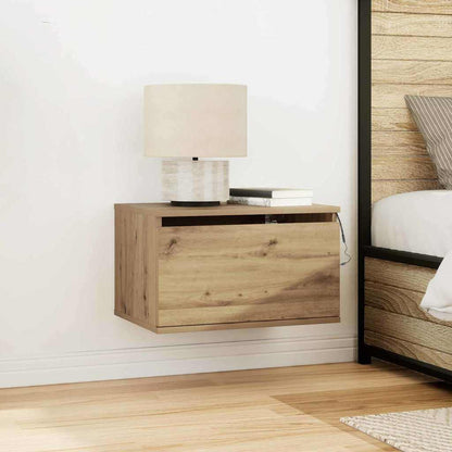 Mobiletto da comodino a parete con cassetto Rovere artigianale