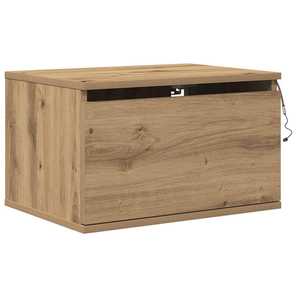 Mobiletto da comodino a parete con cassetto Rovere artigianale