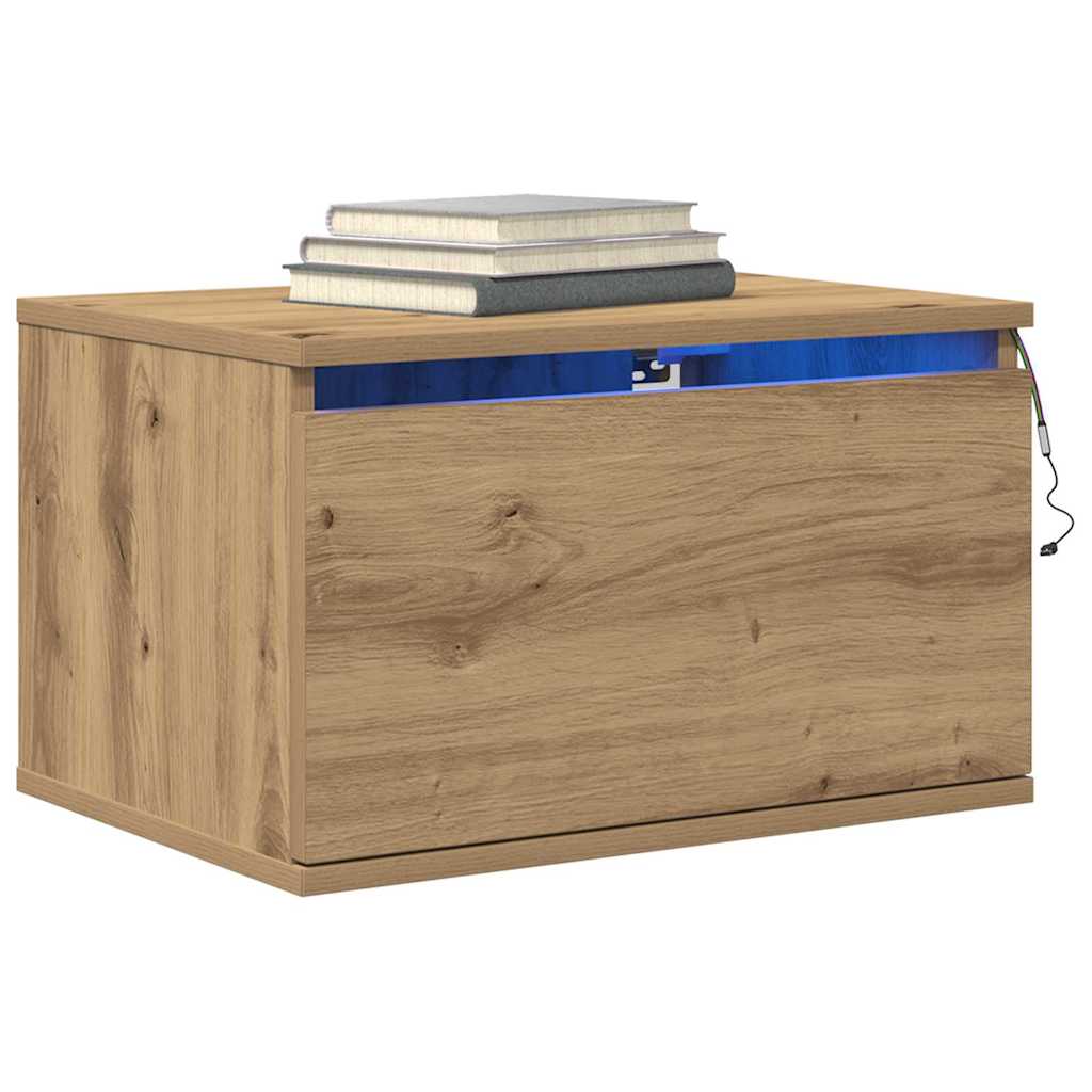 Mobiletto da comodino a parete con cassetto Rovere artigianale