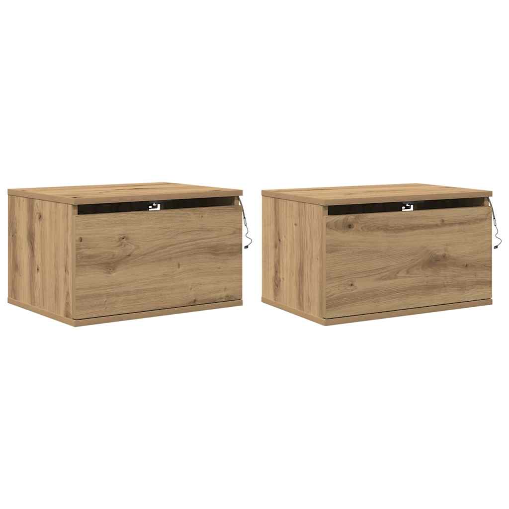 Mobiletto da comodino a parete 2 pcs Rovere artigianale