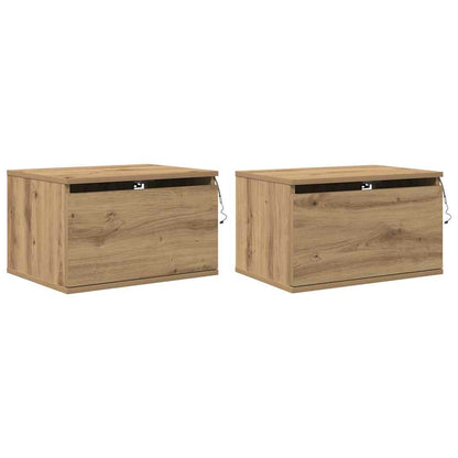 Mobiletto da comodino a parete 2 pcs Rovere artigianale