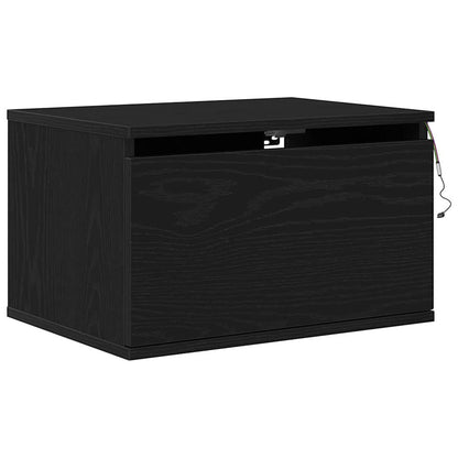 Mobiletto da comodino a parete Rovere Nero 50 x 36 x 30 cm