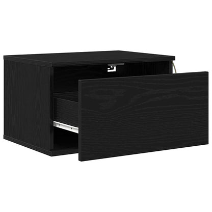 Mobiletto da comodino a parete Rovere Nero 50 x 36 x 30 cm