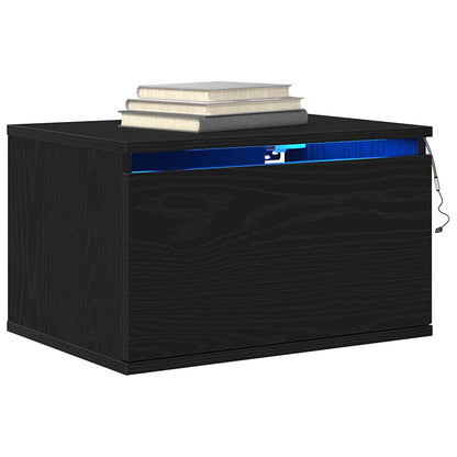 Mobiletto da comodino a parete Rovere Nero 50 x 36 x 30 cm