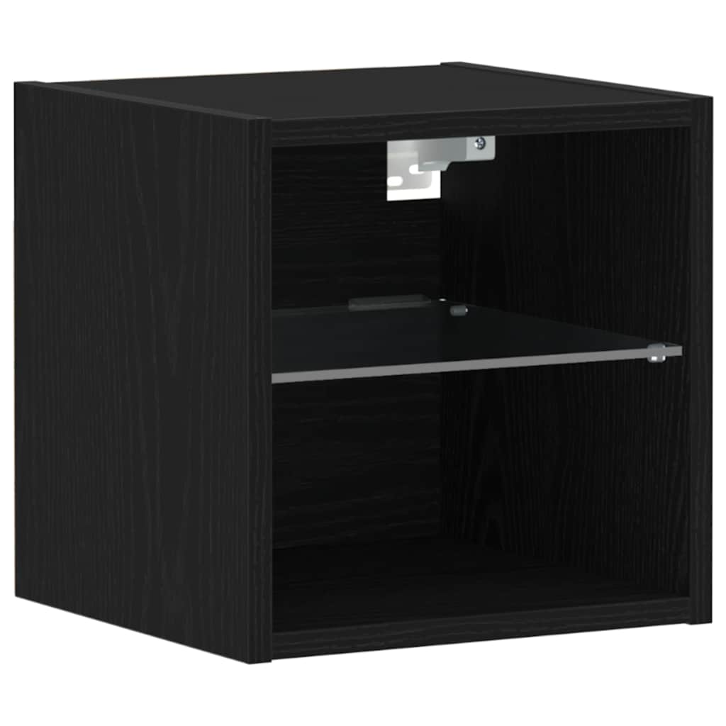 Armadio da letto a muro LED con Nero Legno multistrato