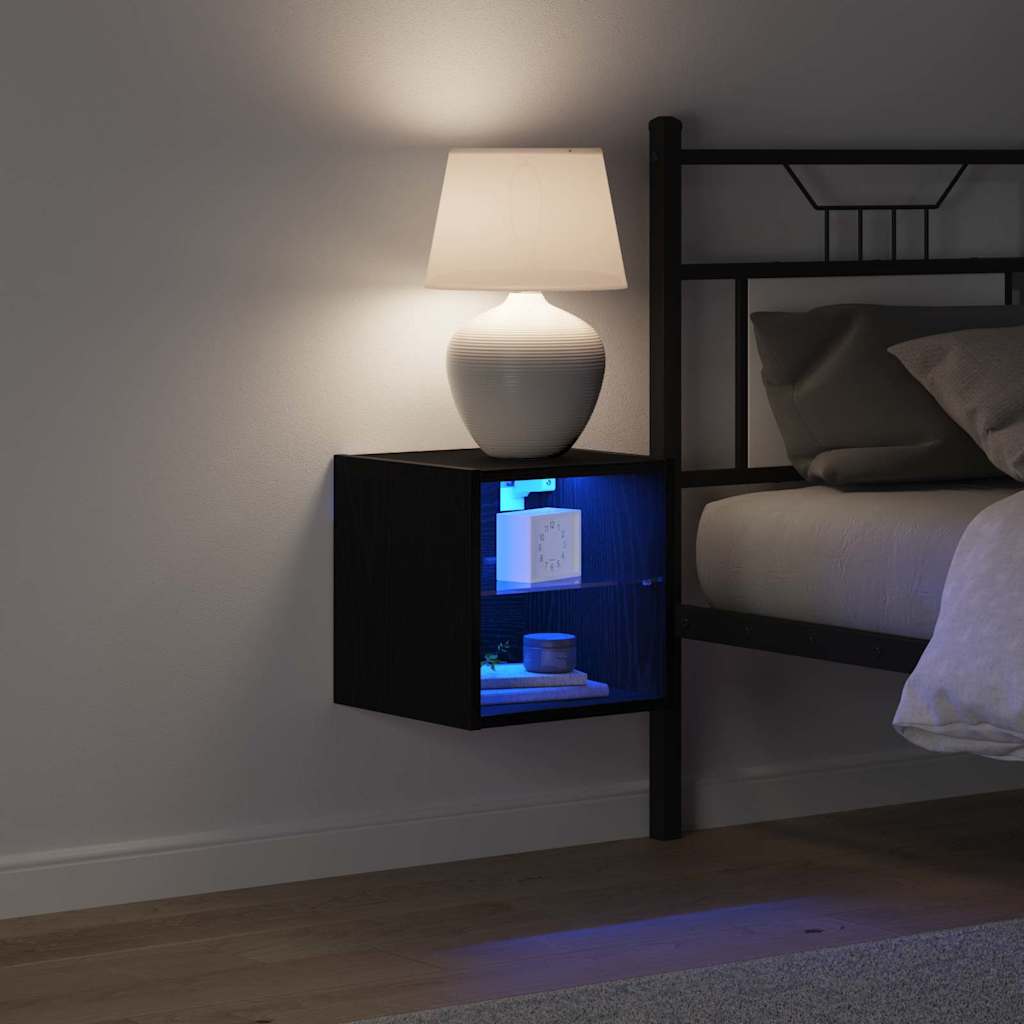 Armadio da letto a muro LED con Nero Legno multistrato