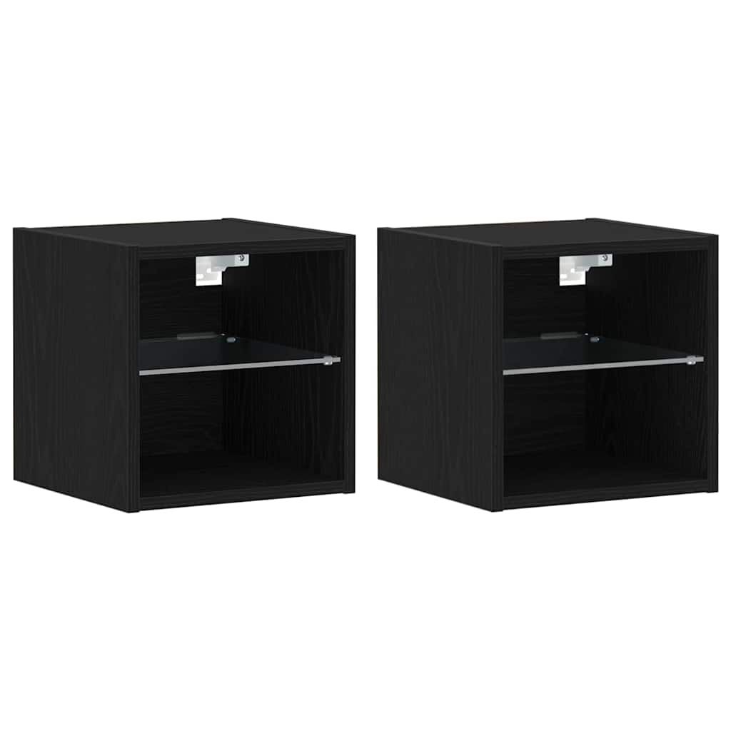 Armadio da letto a muro LED con Nero Legno multistrato