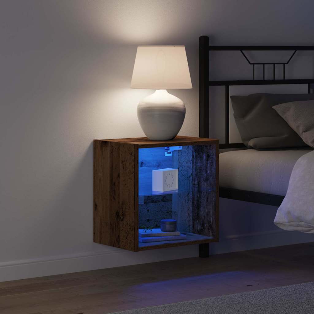 Mensola galleggiante con luce LED Marrone 40 x 28,5 x 40 cm