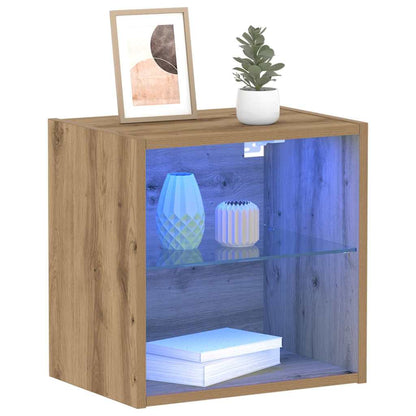 Mensola galleggiante con luce LED con lo scaffale 2 pcs Marrone