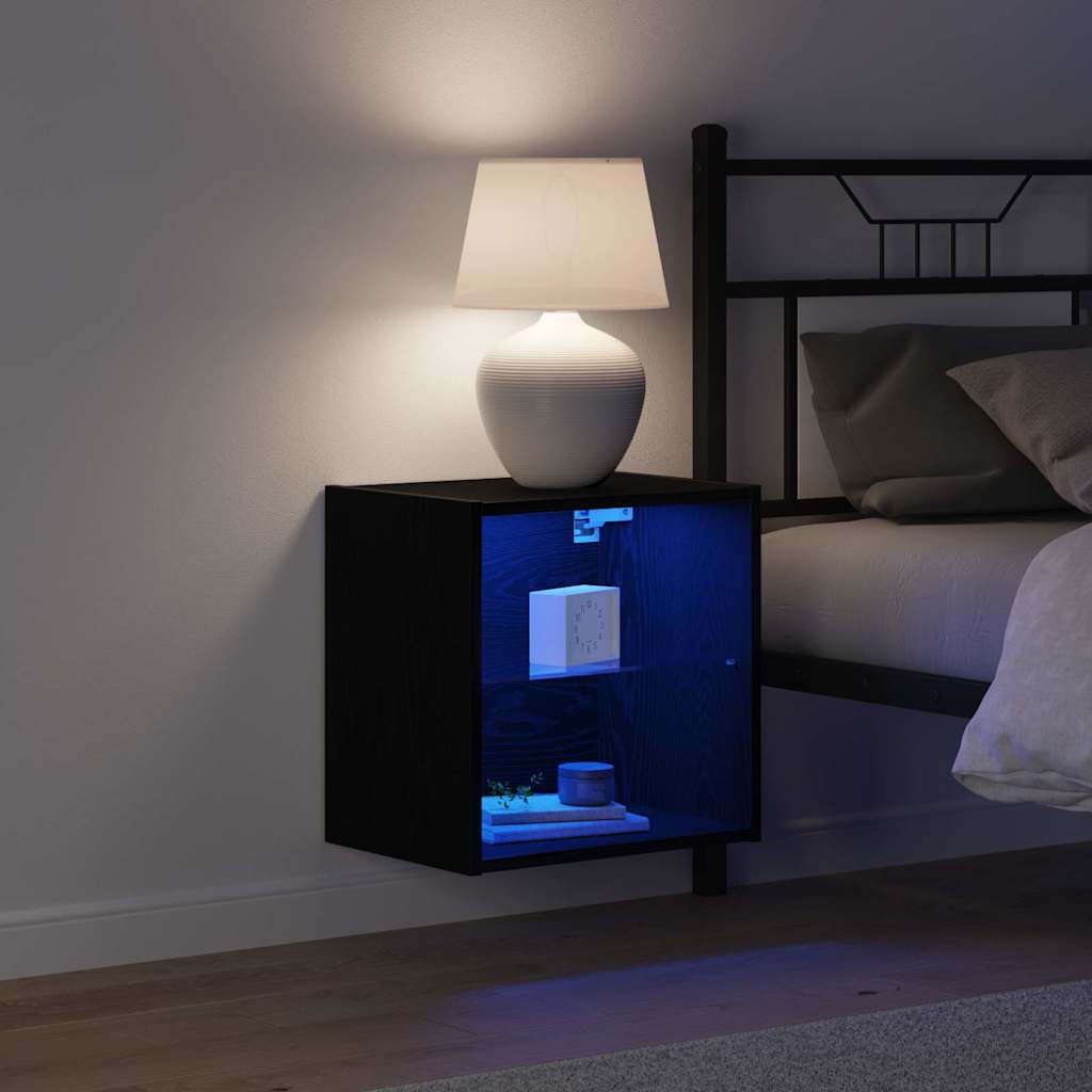 Mensola galleggiante con luce LED Nero 40 x 28,5 x 40 cm