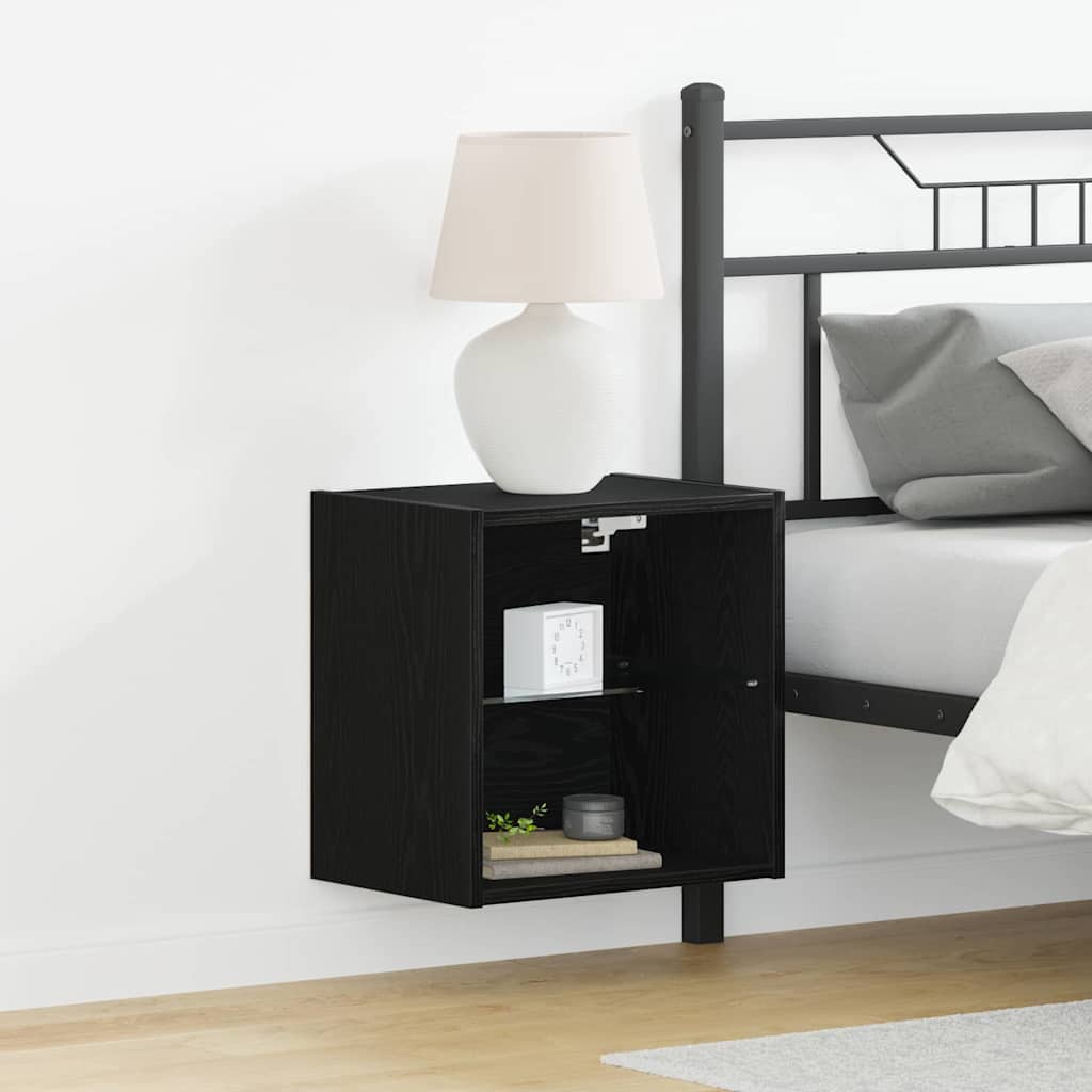 Mensola galleggiante con luce LED Nero 40 x 28,5 x 40 cm