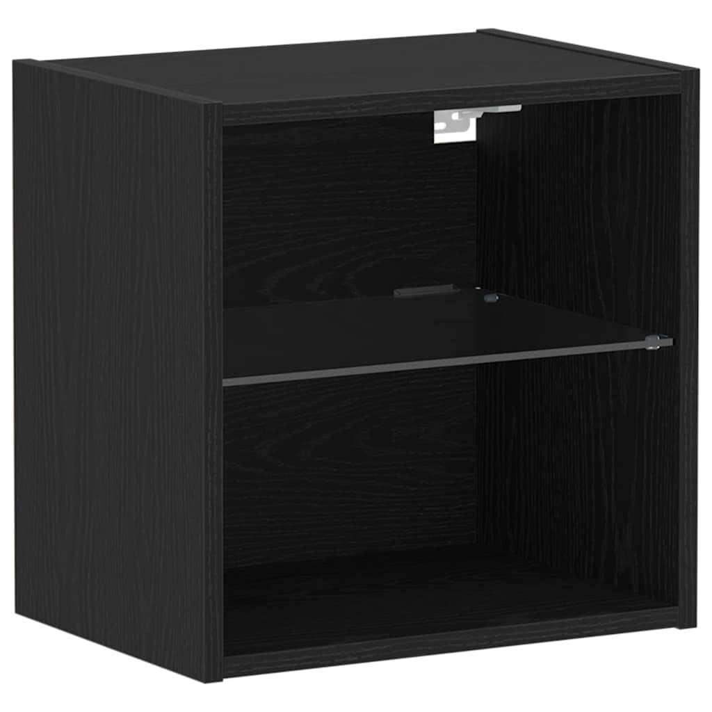 Mensola galleggiante con luce LED Nero 40 x 28,5 x 40 cm