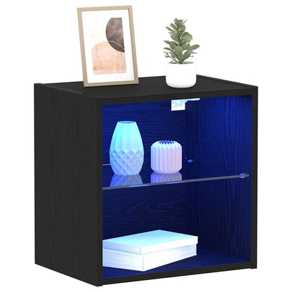 Mensola galleggiante con luce LED Nero 40 x 28,5 x 40 cm