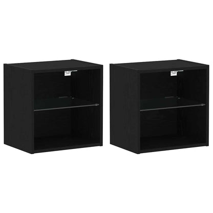 Mensola galleggiante con luce LED 2 pcs Nero 40 x 28,5 x 40 cm