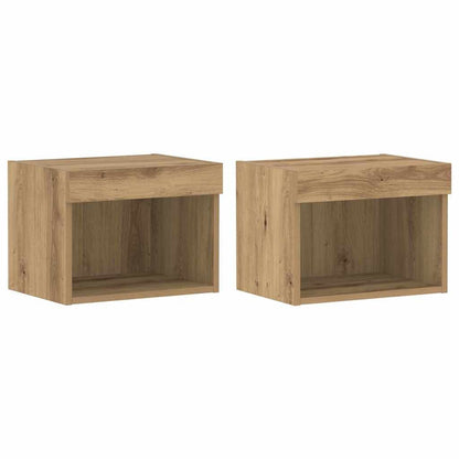 Set mobile TV con led 2 pcs Rovere artigianale 40 x 30 x 30 cm