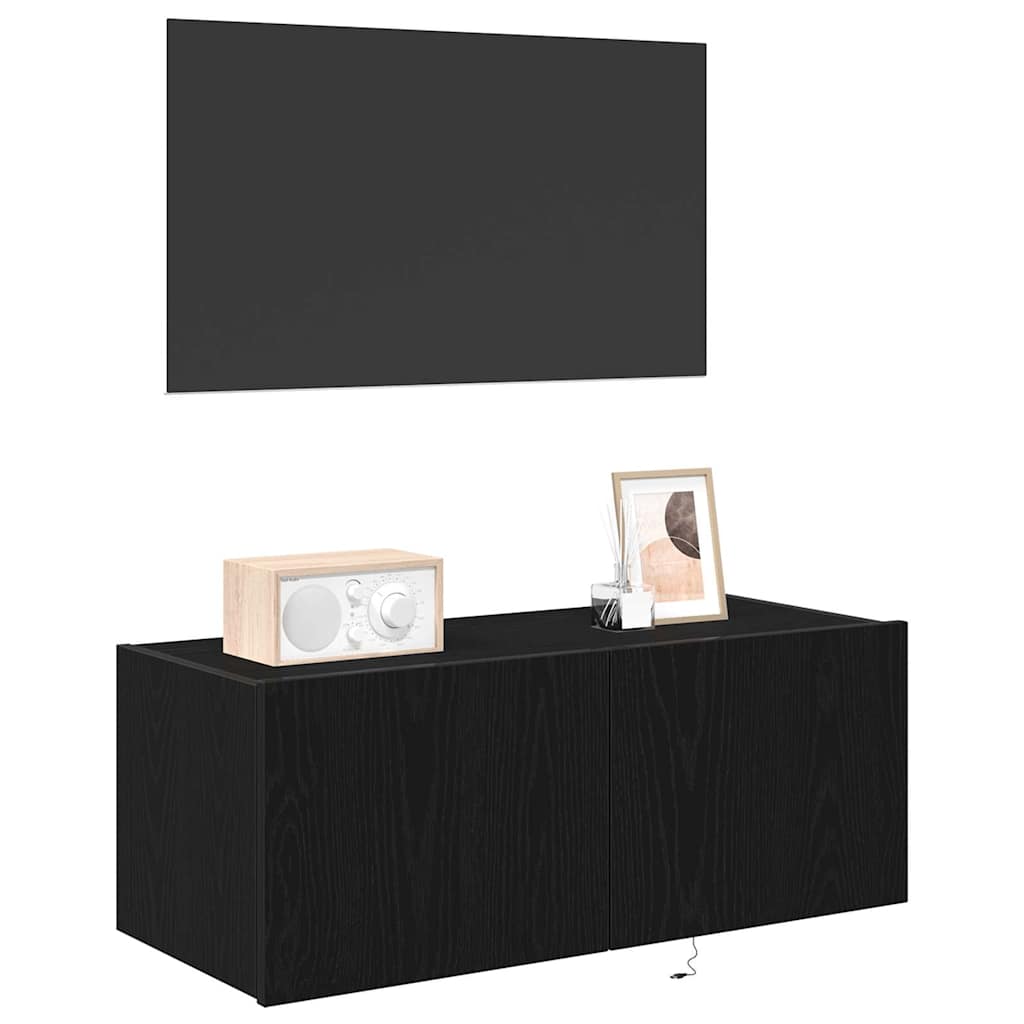 Mobile TV da parete Rovere Nero 80 x 35 x 31 cm