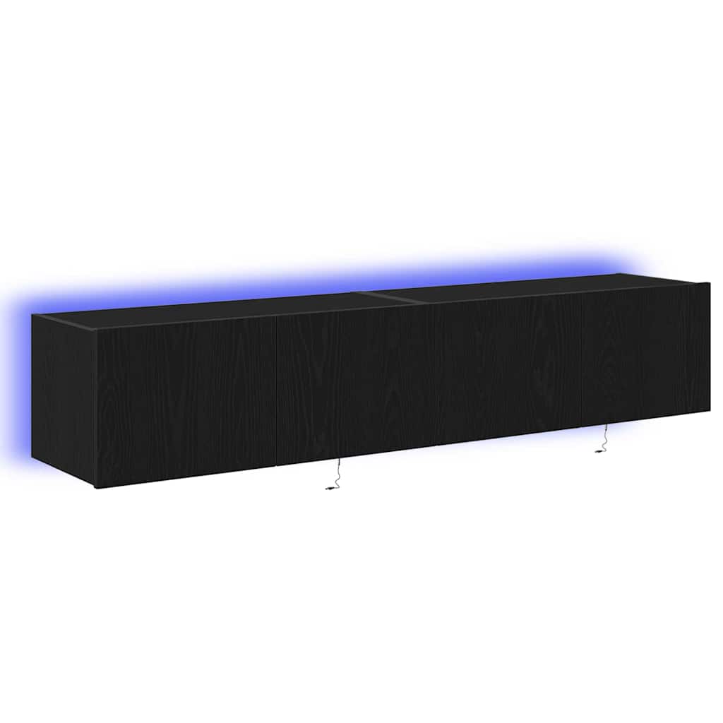 Mobile TV da parete 2 pcs Rovere Nero 80 x 35 x 31 cm