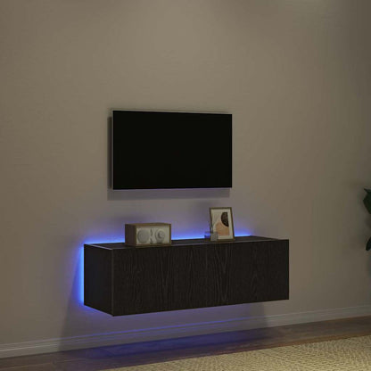 Mobile TV da parete 2 pcs Rovere Nero 100 x 35 x 31 cm