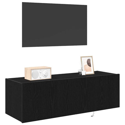 Mobile TV da parete 2 pcs Rovere Nero 100 x 35 x 31 cm