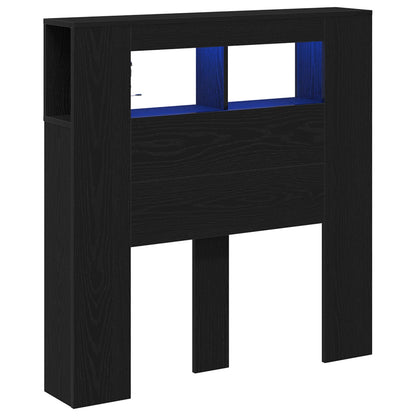 Testiera LED con lo scaffale Rovere Nero 100 x 18,5 x 103,5 cm