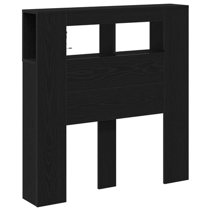 Testiera LED con lo scaffale Rovere Nero 100 x 18,5 x 103,5 cm