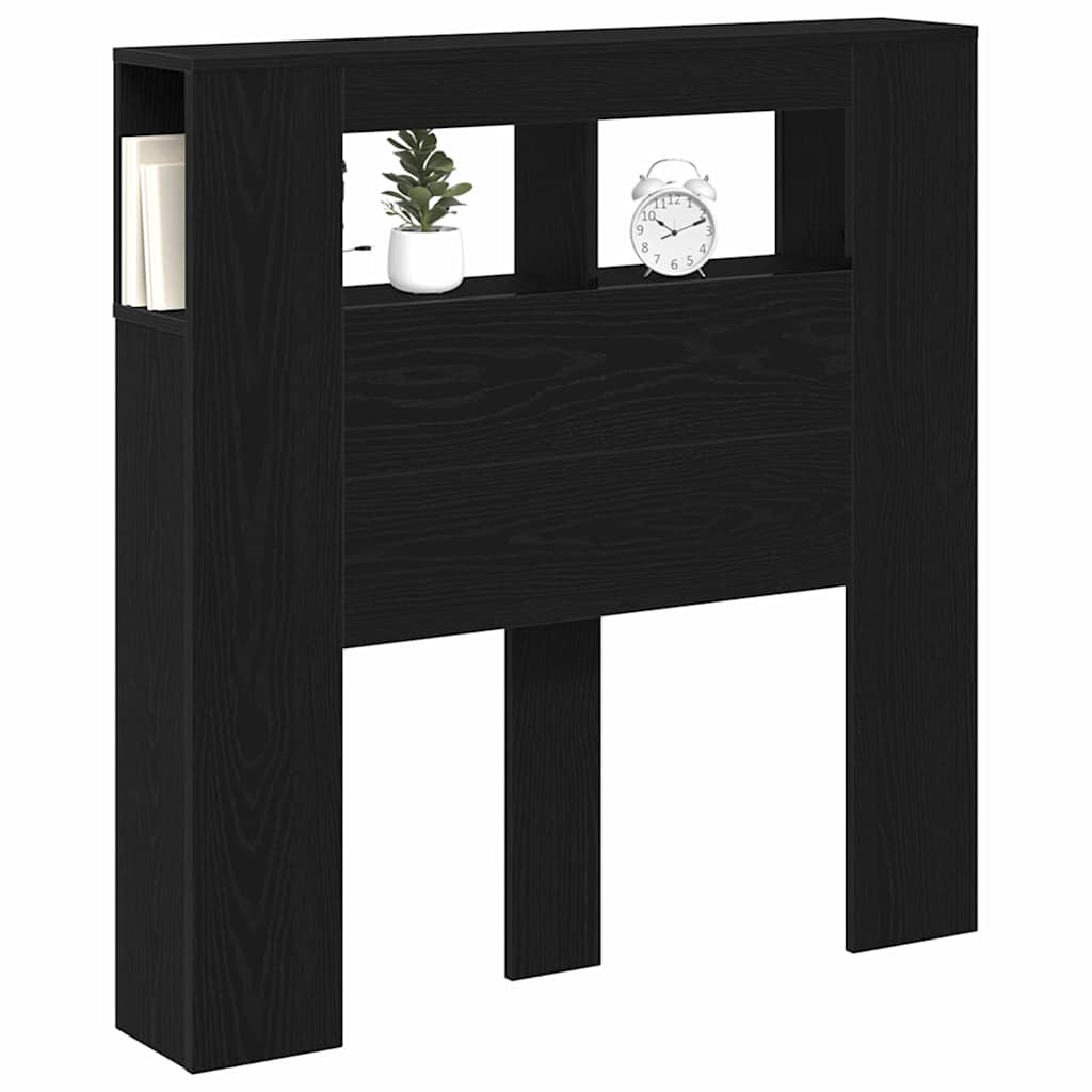 Testiera LED con lo scaffale Rovere Nero 100 x 18,5 x 103,5 cm