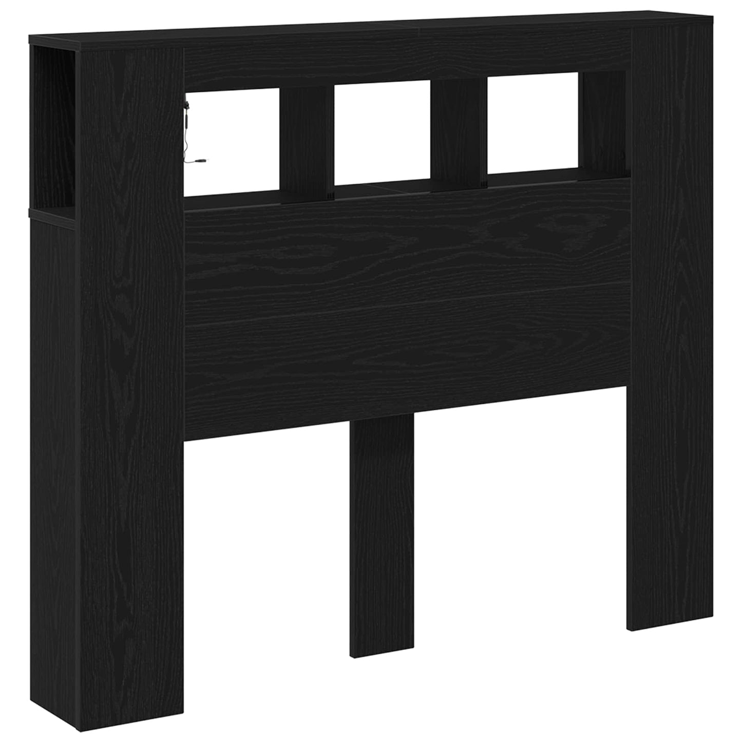 Testiera LED con lo scaffale Rovere Nero 120 x 18,5 x 103,5 cm