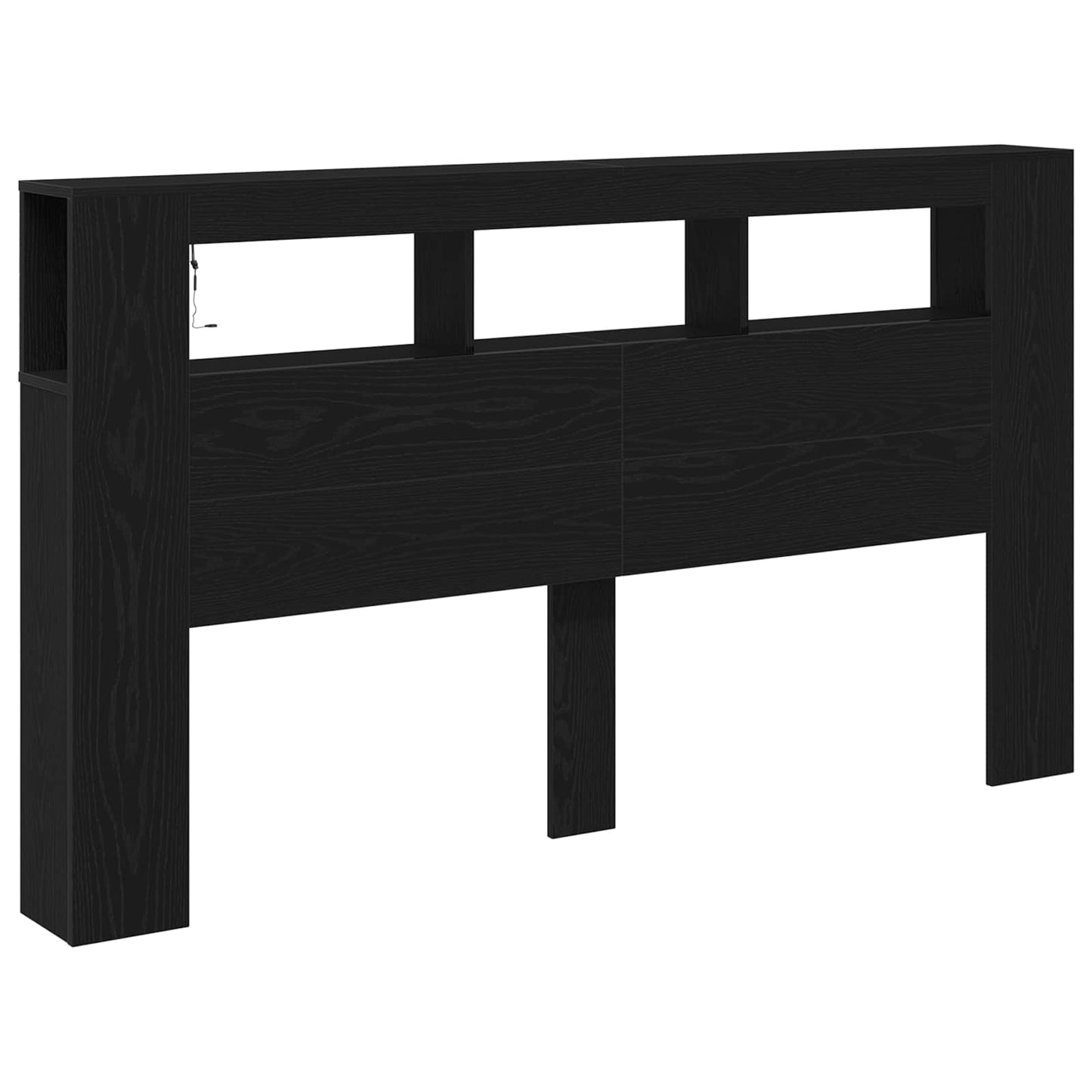 Testiera LED con lo scaffale Rovere Nero 180 x 18,5 x 103,5 cm