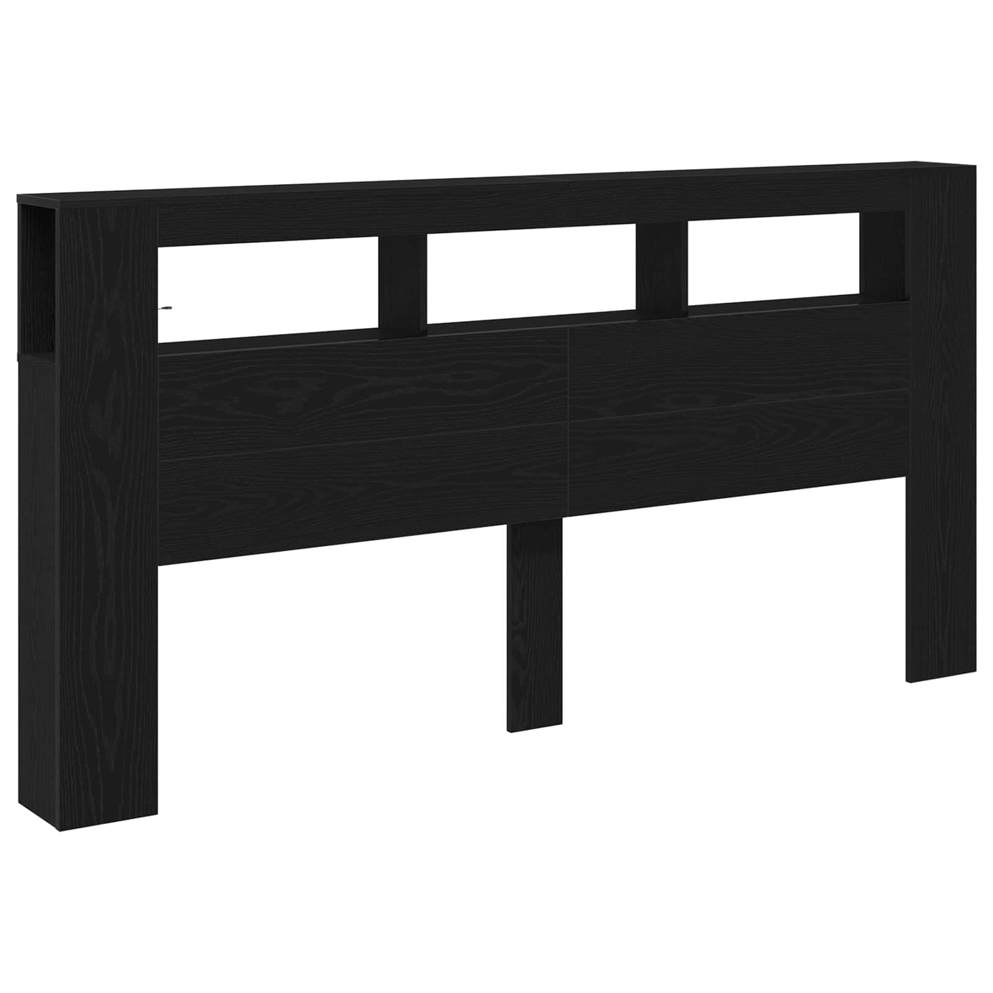 Testiera LED con lo scaffale Rovere Nero 200 x 18,5 x 103,5 cm