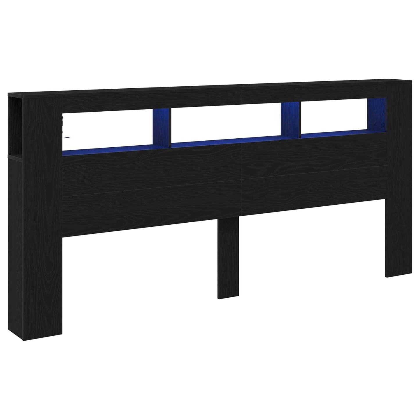 Testiera LED con lo scaffale Rovere Nero 220 x 18,5 x 103,5 cm
