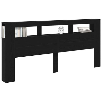 Testiera LED con lo scaffale Rovere Nero 220 x 18,5 x 103,5 cm