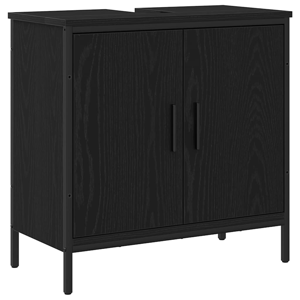 Armadio per Lavabo da Bagno Rovere Nero 60 x 30 x 60 cm