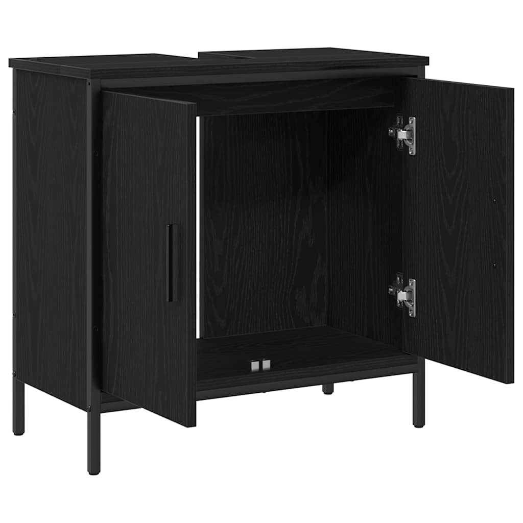 Armadio per Lavabo da Bagno Rovere Nero 60 x 30 x 60 cm