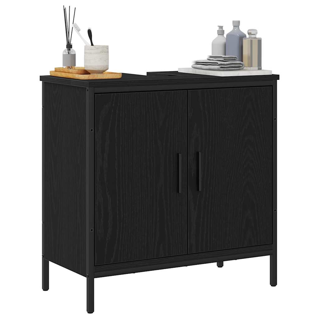 Armadio per Lavabo da Bagno Rovere Nero 60 x 30 x 60 cm