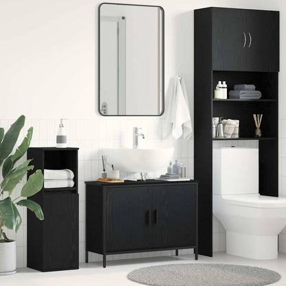 Armadio per Lavabo da Bagno Rovere Nero 80 x 30 x 60 cm