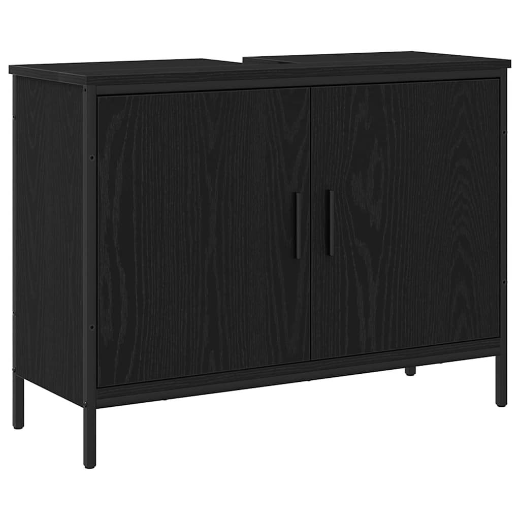 Armadio per Lavabo da Bagno Rovere Nero 80 x 30 x 60 cm