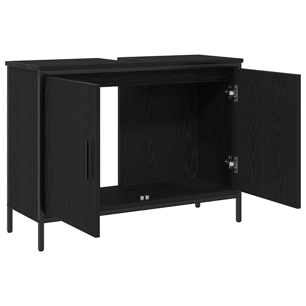 Armadio per Lavabo da Bagno Rovere Nero 80 x 30 x 60 cm