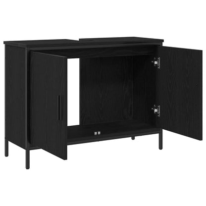 Armadio per Lavabo da Bagno Rovere Nero 80 x 30 x 60 cm