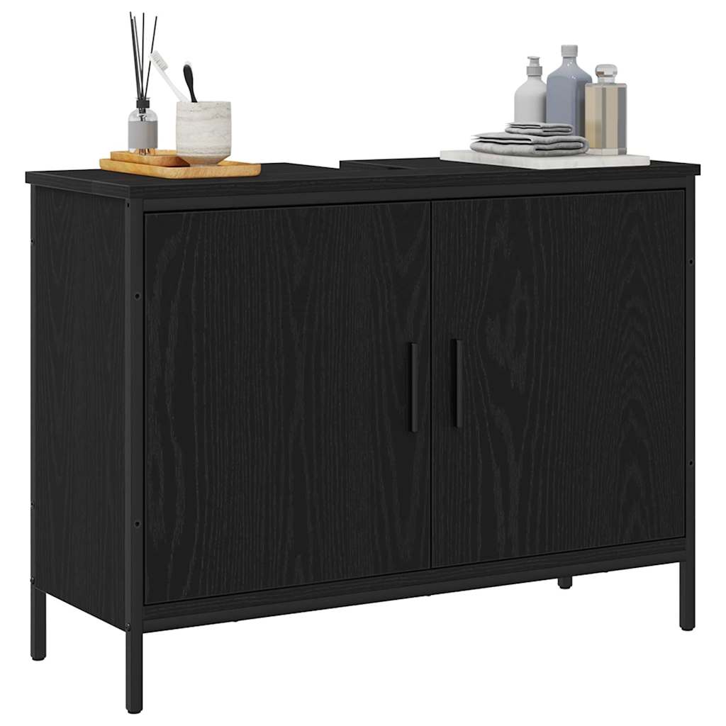 Armadio per Lavabo da Bagno Rovere Nero 80 x 30 x 60 cm