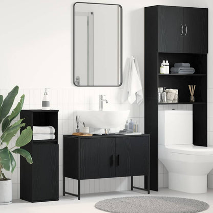 Armadio per Lavabo da Bagno Rovere Nero 80 x 30 x 60 cm