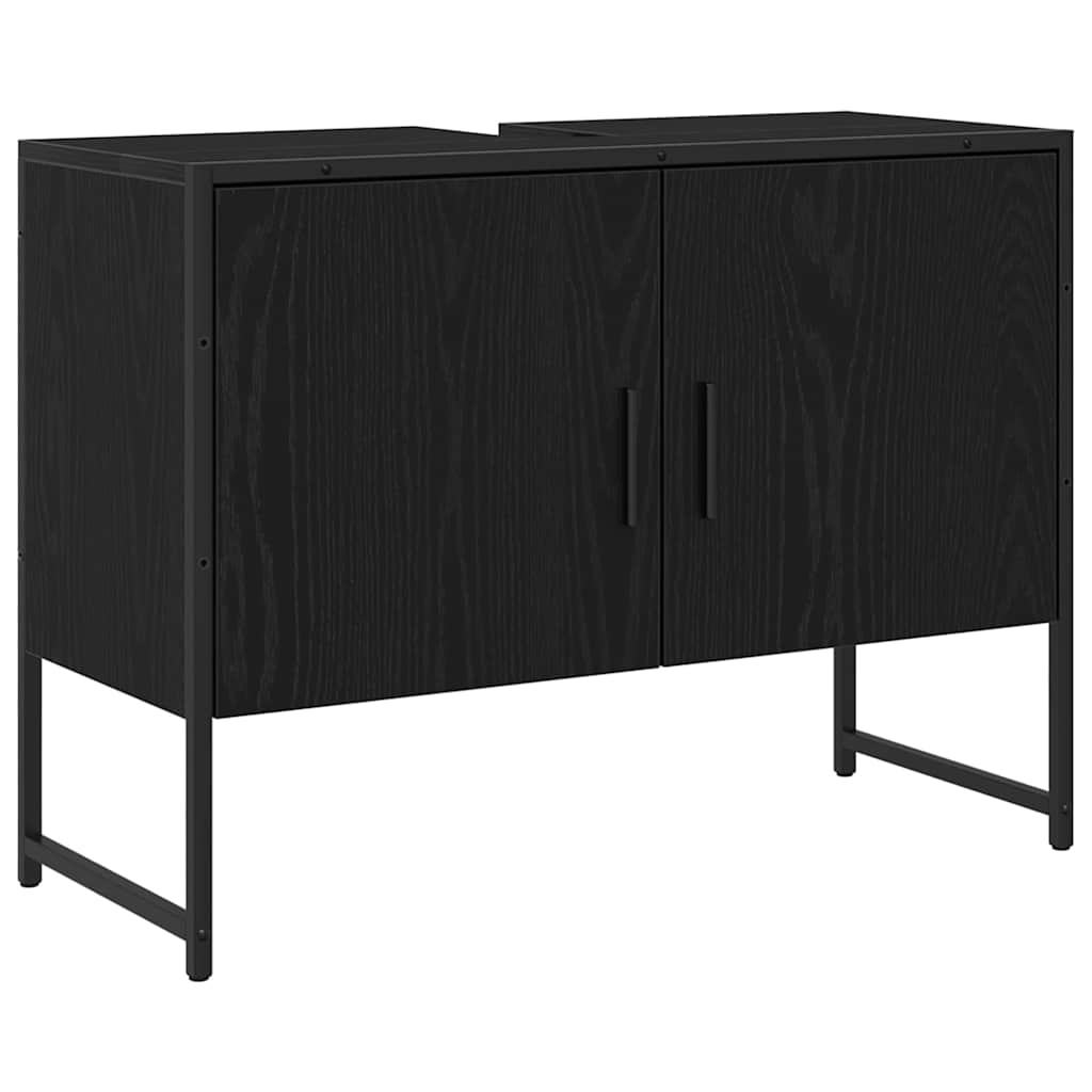 Armadio per Lavabo da Bagno Rovere Nero 80 x 30 x 60 cm