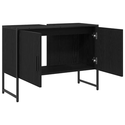 Armadio per Lavabo da Bagno Rovere Nero 80 x 30 x 60 cm