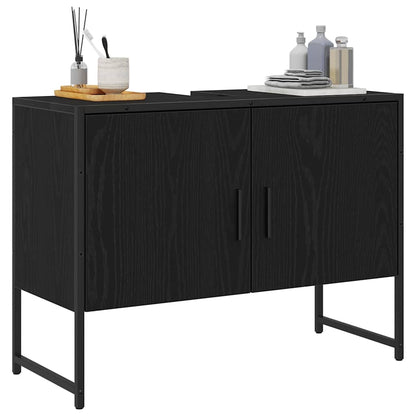Armadio per Lavabo da Bagno Rovere Nero 80 x 30 x 60 cm